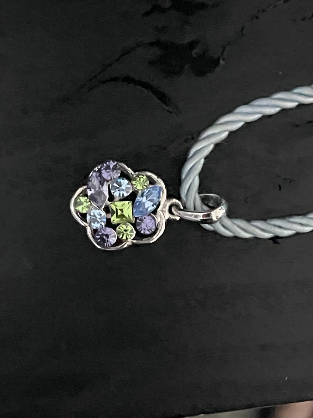 Cookie Lee Blue Rope Necklace with Multicolor Crystal Pendant